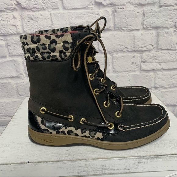 Sperry Top Sider Hikerfish Black Leopard Boots - Picture 5 of 16